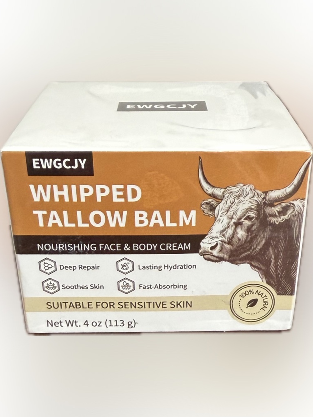 Whipped Tallow Balm Face & Body Cream 4 oz Grass-Fed Beef Tallow